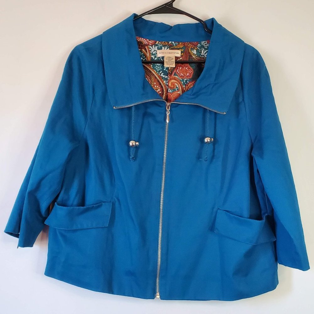 Patrick Christopher Women's Blue Jacket with Paisley Lining Size Large